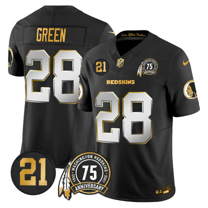 Men's Washington Redskins 75th & Sean Taylor Patch Gold Vapor Limited Jersey - All Stitched