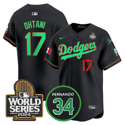 Dodgers Mexico Fernando Memorial & 2024 World Series Patch Vapor Premier Limited Jersey V3 - All Stitched