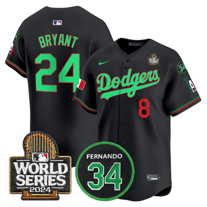 Dodgers Mexico Fernando Memorial & 2024 World Series Patch Vapor Premier Limited Jersey V3 - All Stitched