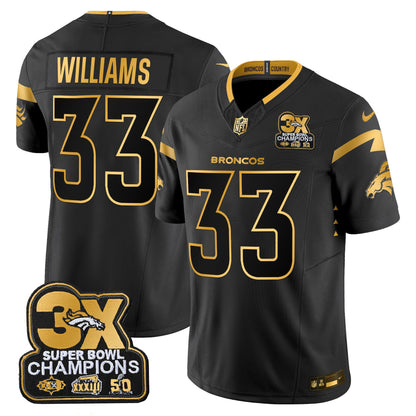 DEN 3-Time Champions Patch Gold Vapor Limited Jersey - All Stitched