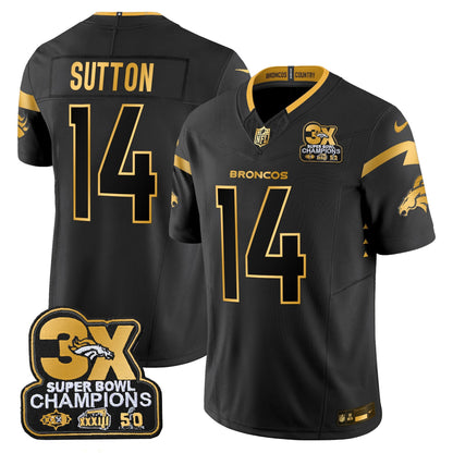 DEN 3-Time Champions Patch Gold Vapor Limited Jersey - All Stitched
