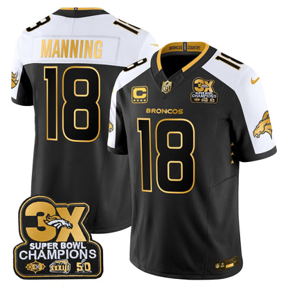 DEN 3-Time Champions Patch Gold Vapor Limited Jersey - All Stitched