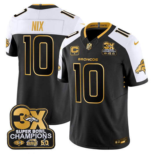 DEN 3-Time Champions Patch Gold Vapor Limited Jersey - All Stitched