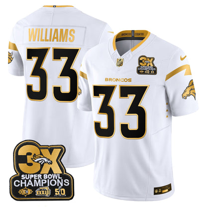 DEN 3-Time Champions Patch Gold Vapor Limited Jersey - All Stitched
