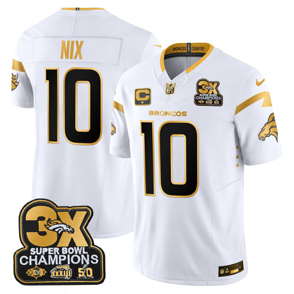 DEN 3-Time Champions Patch Gold Vapor Limited Jersey - All Stitched