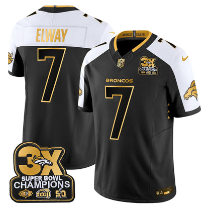 DEN 3-Time Champions Patch Gold Vapor Limited Jersey - All Stitched