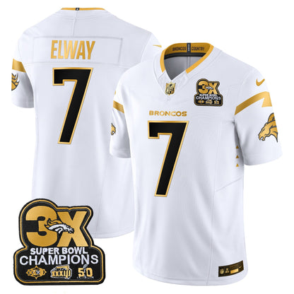 DEN 3-Time Champions Patch Gold Vapor Limited Jersey - All Stitched