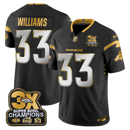 DEN 3-Time Champions Patch Gold Vapor Limited Jersey - All Stitched