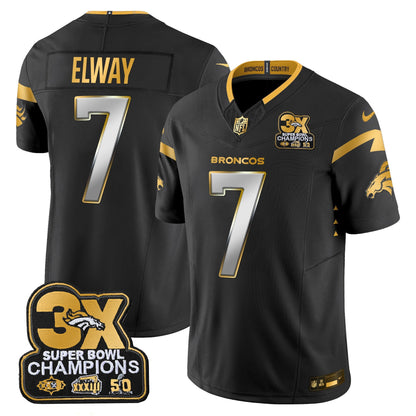 DEN 3-Time Champions Patch Gold Vapor Limited Jersey - All Stitched