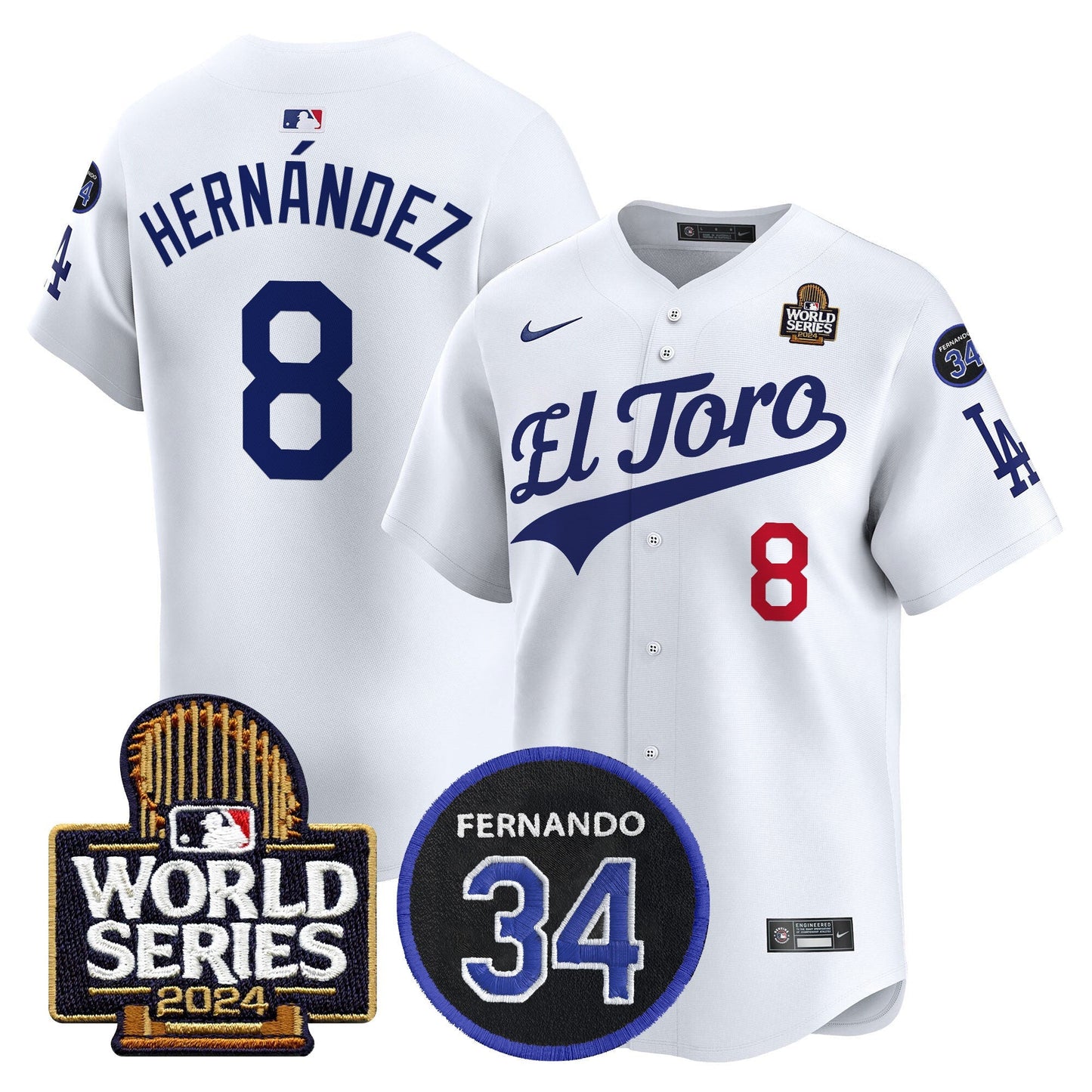 Dodgers El Toro 2024 World Series Patch Vapor Premier Limited Jersey - All Stitched