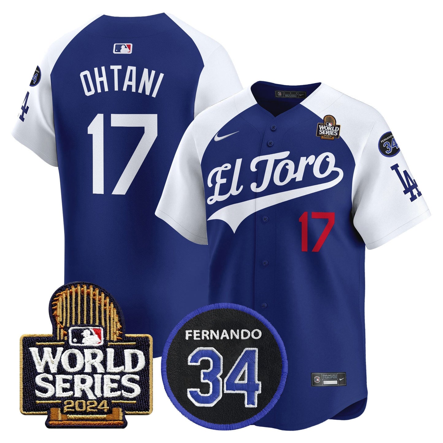 Dodgers El Toro 2024 World Series Patch Vapor Premier Limited Jersey - All Stitched