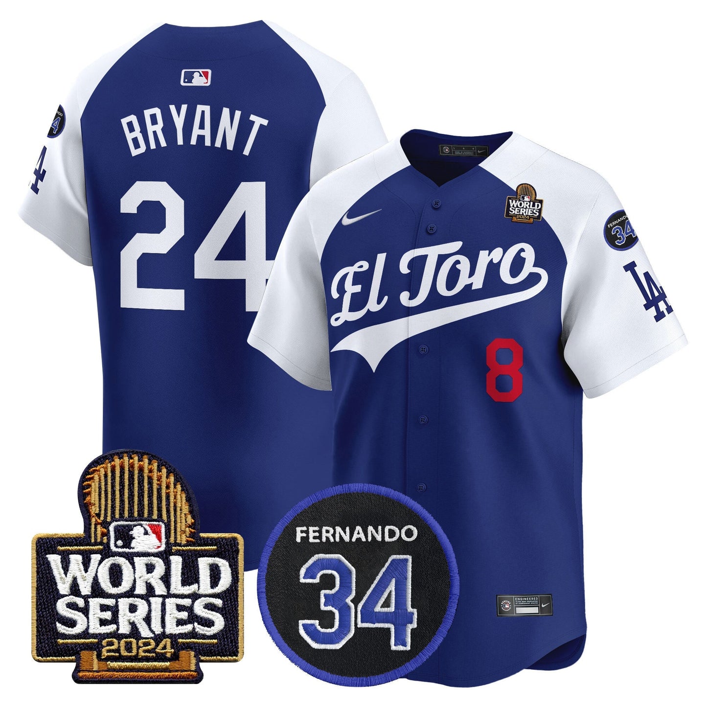 Dodgers El Toro 2024 World Series Patch Vapor Premier Limited Jersey - All Stitched