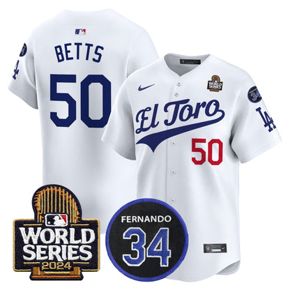 Dodgers El Toro 2024 World Series Patch Vapor Premier Limited Jersey - All Stitched