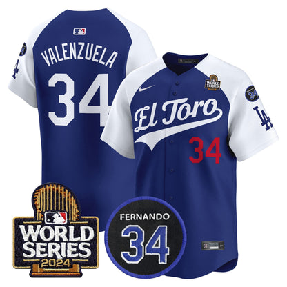 Dodgers El Toro 2024 World Series Patch Vapor Premier Limited Jersey - All Stitched