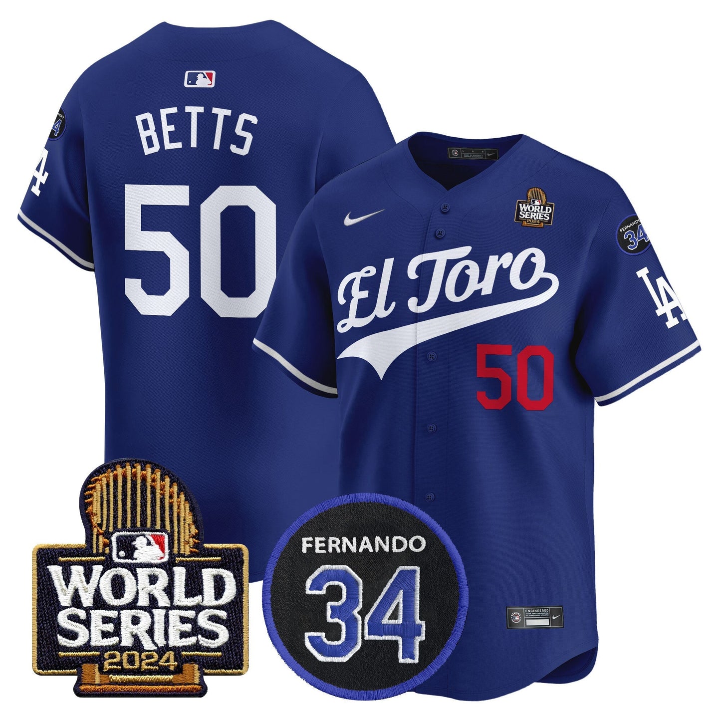 Dodgers El Toro 2024 World Series Patch Vapor Premier Limited Jersey - All Stitched