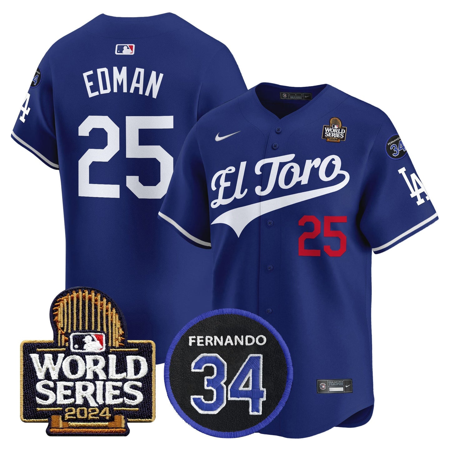 Dodgers El Toro 2024 World Series Patch Vapor Premier Limited Jersey - All Stitched