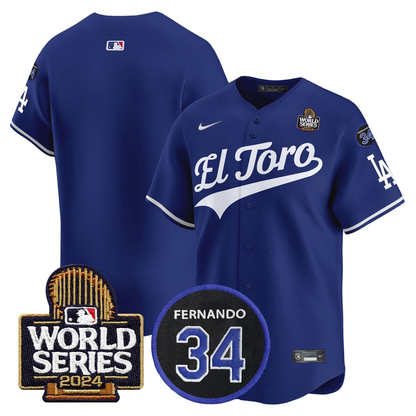 Dodgers El Toro 2024 World Series Patch Vapor Premier Limited Jersey - All Stitched