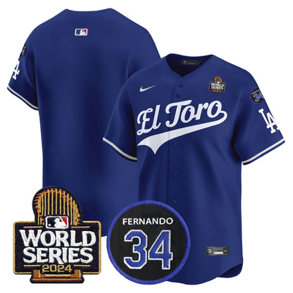 Dodgers El Toro 2024 World Series Patch Vapor Premier Limited Jersey - All Stitched