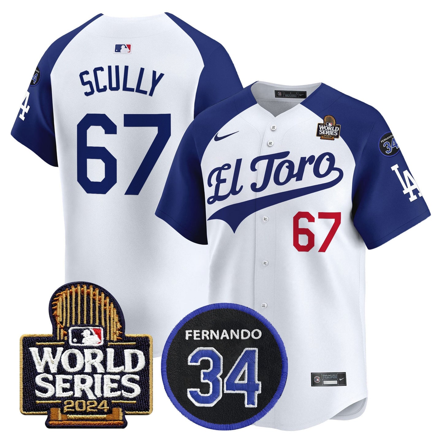 Dodgers El Toro 2024 World Series Patch Vapor Premier Limited Jersey - All Stitched