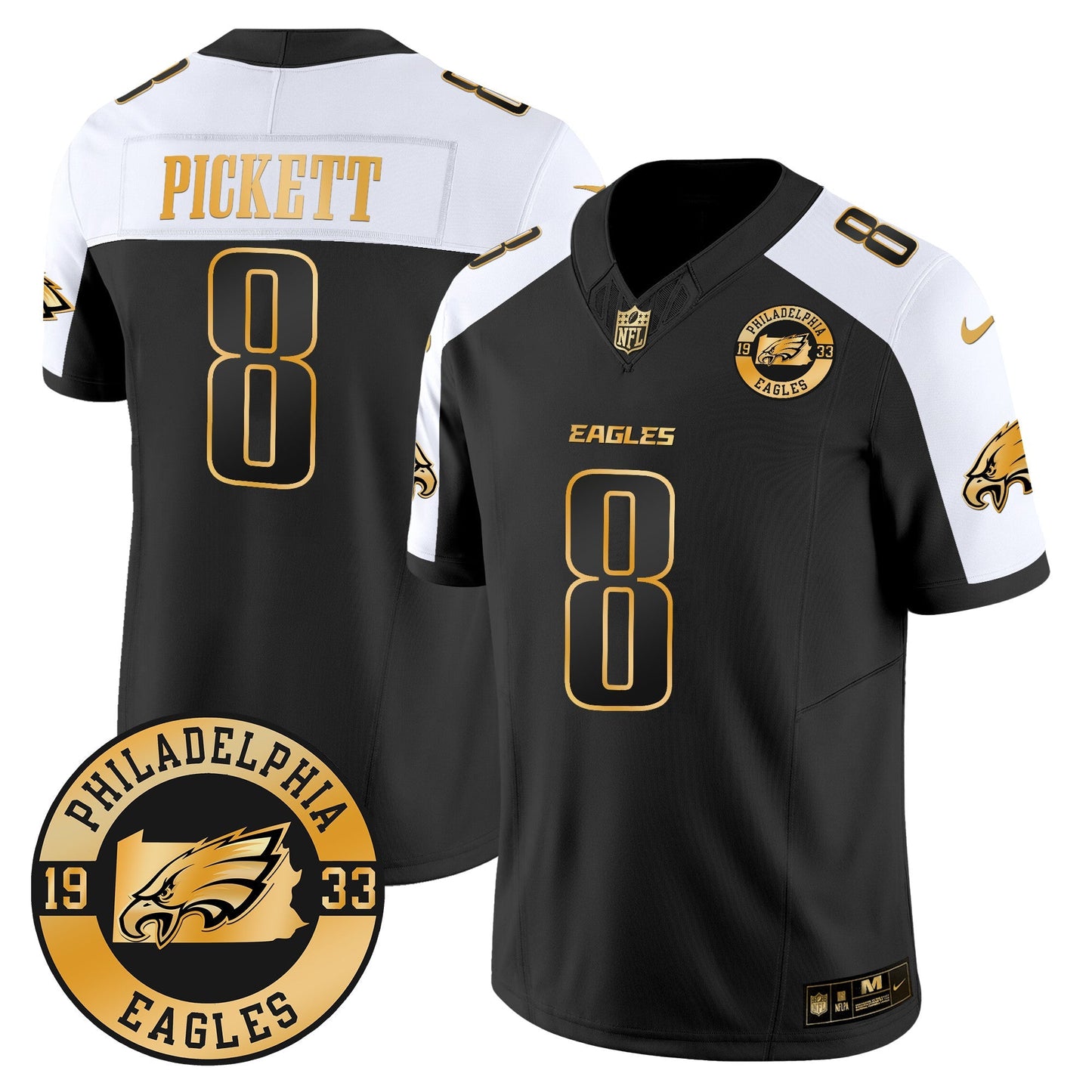 Eagles 2024 Gold Vapor Limited Jersey - Est. 1933 Patch - All Stitched