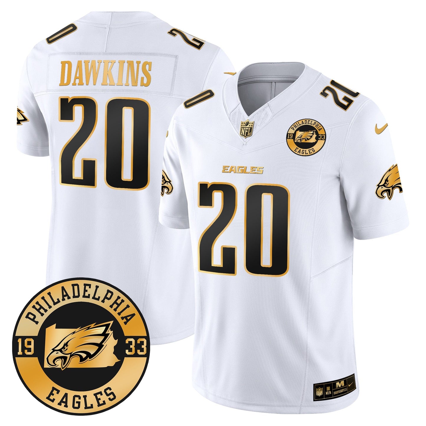 Eagles 2024 Gold Vapor Limited Jersey - Est. 1933 Patch - All Stitched