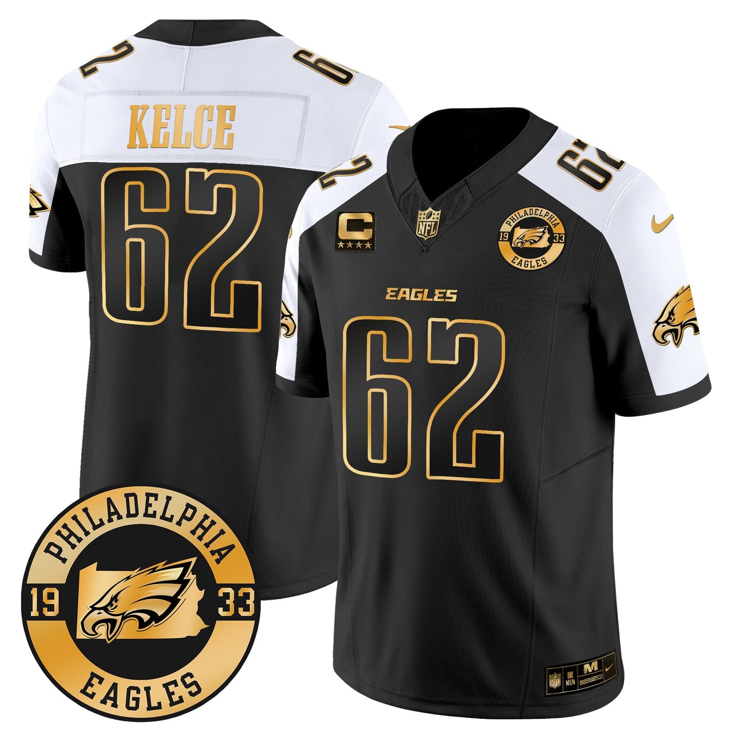 Eagles 2024 Gold Vapor Limited Jersey - Est. 1933 Patch - All Stitched