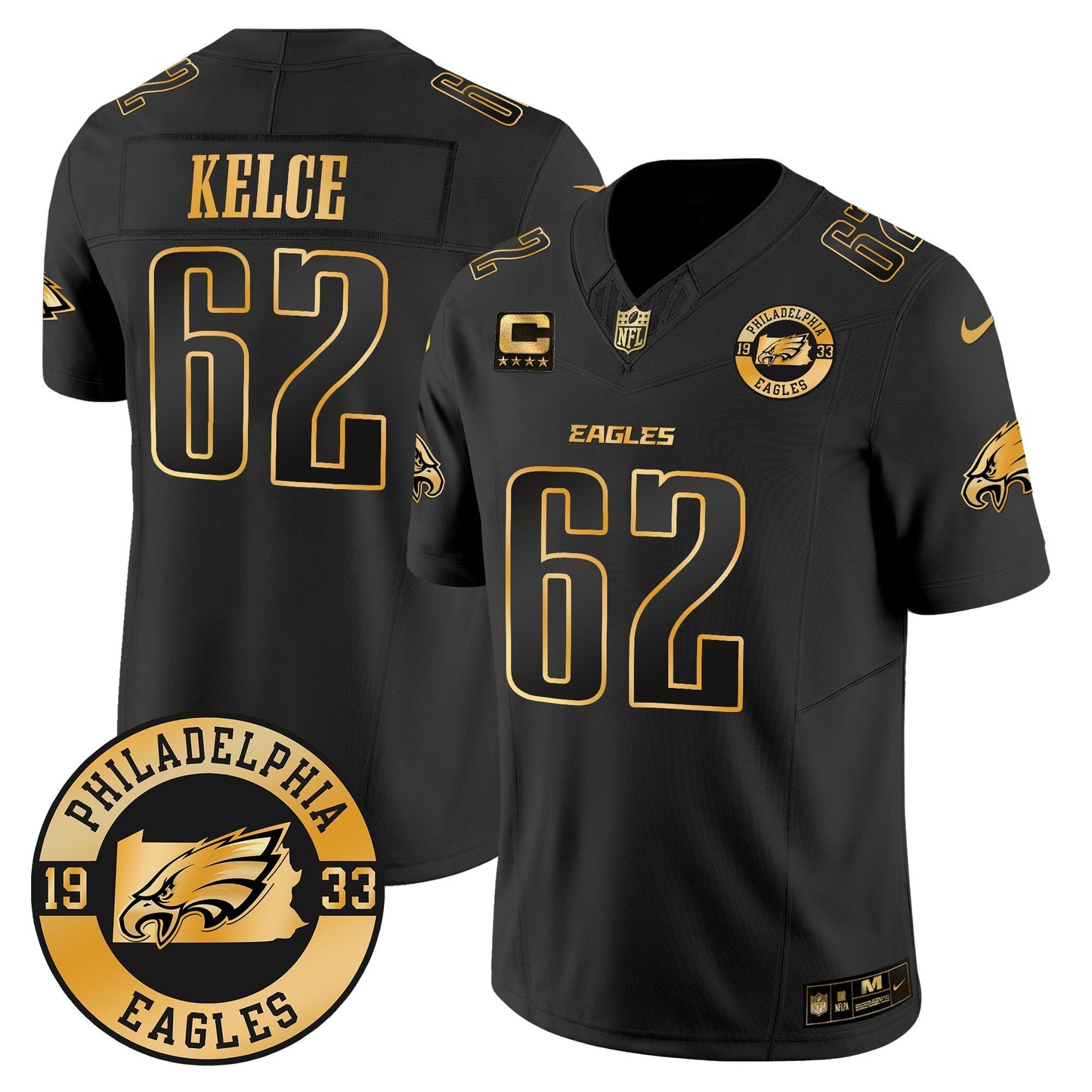 Eagles 2024 Gold Vapor Limited Jersey - Est. 1933 Patch - All Stitched