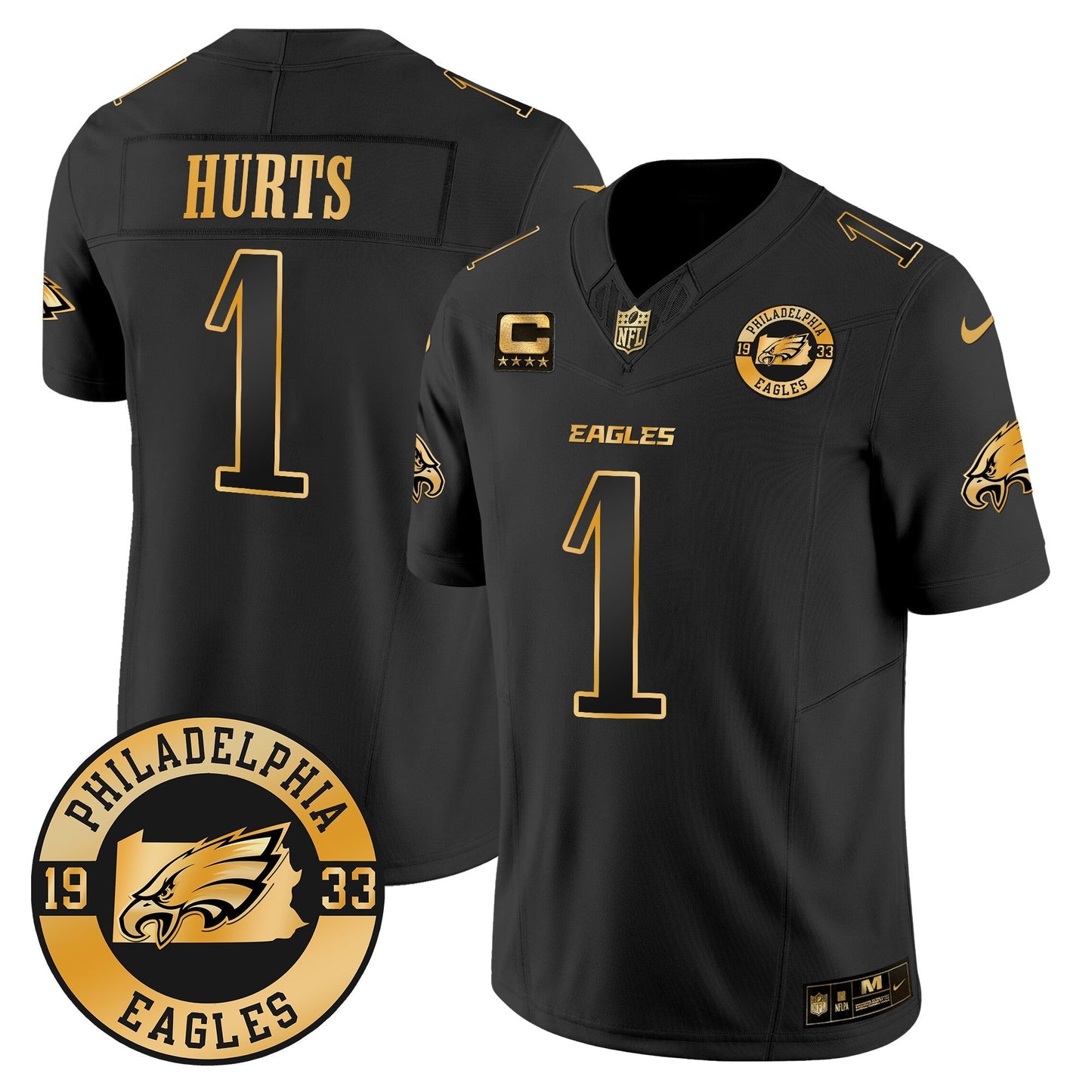 Eagles 2024 Gold Vapor Limited Jersey - Est. 1933 Patch - All Stitched