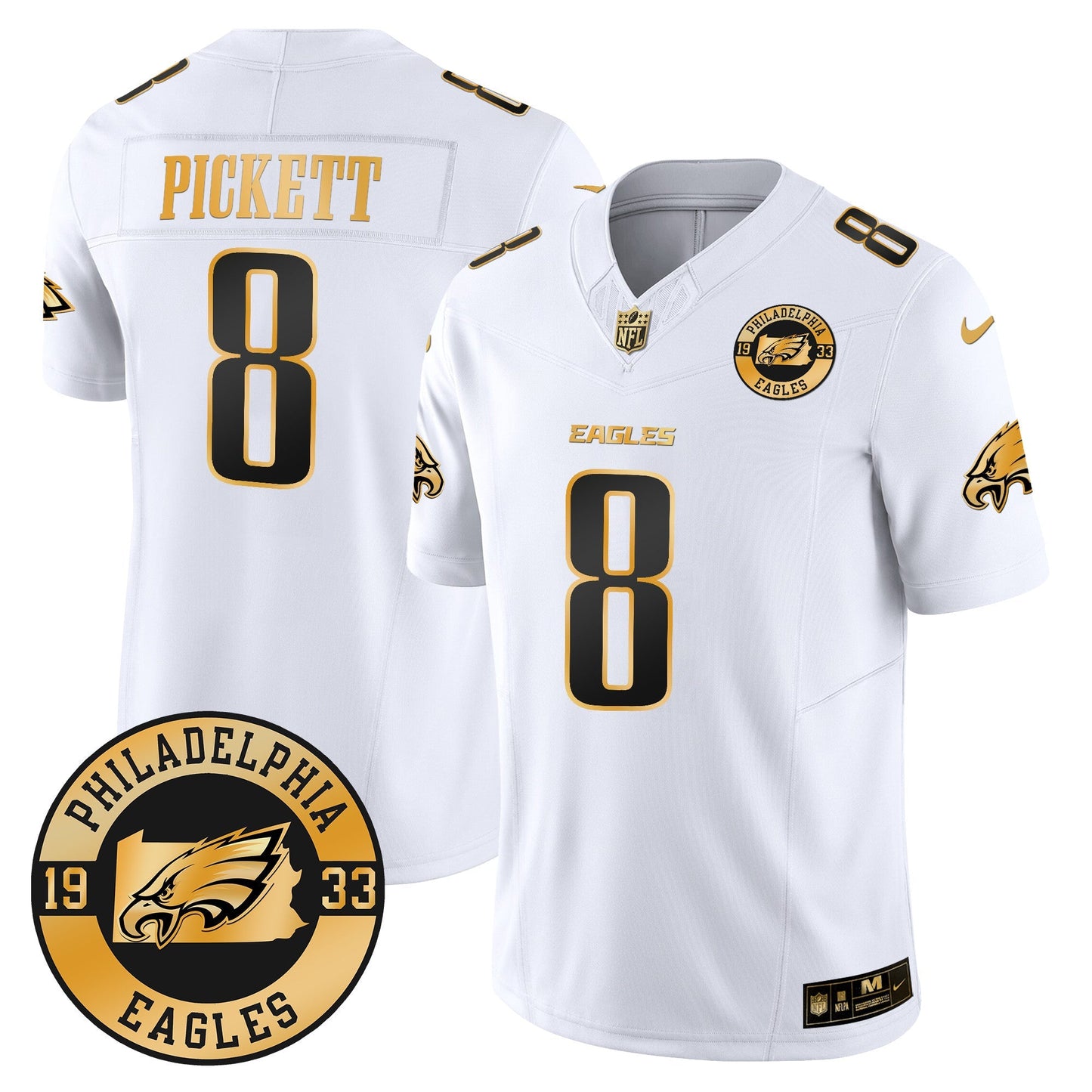 Eagles 2024 Gold Vapor Limited Jersey - Est. 1933 Patch - All Stitched