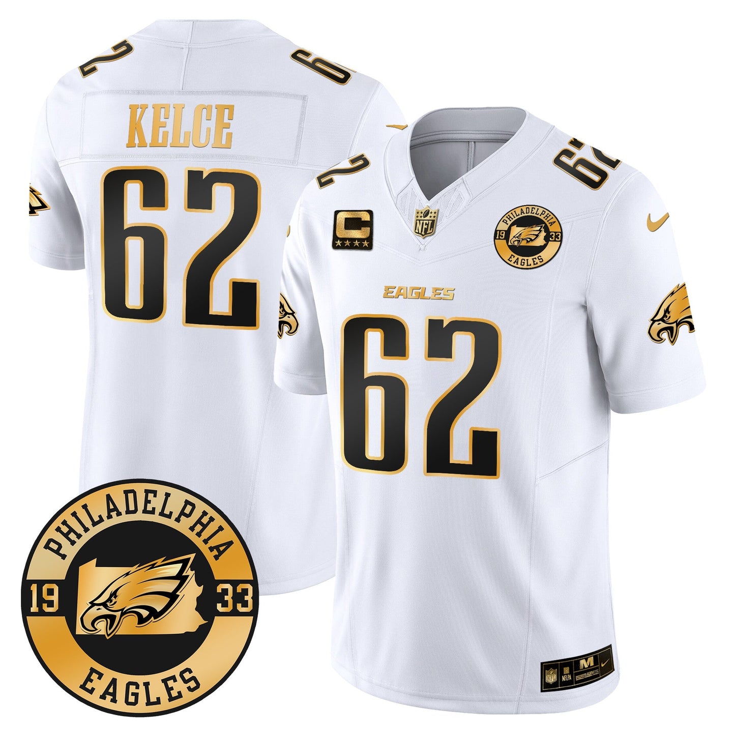 Eagles 2024 Gold Vapor Limited Jersey - Est. 1933 Patch - All Stitched