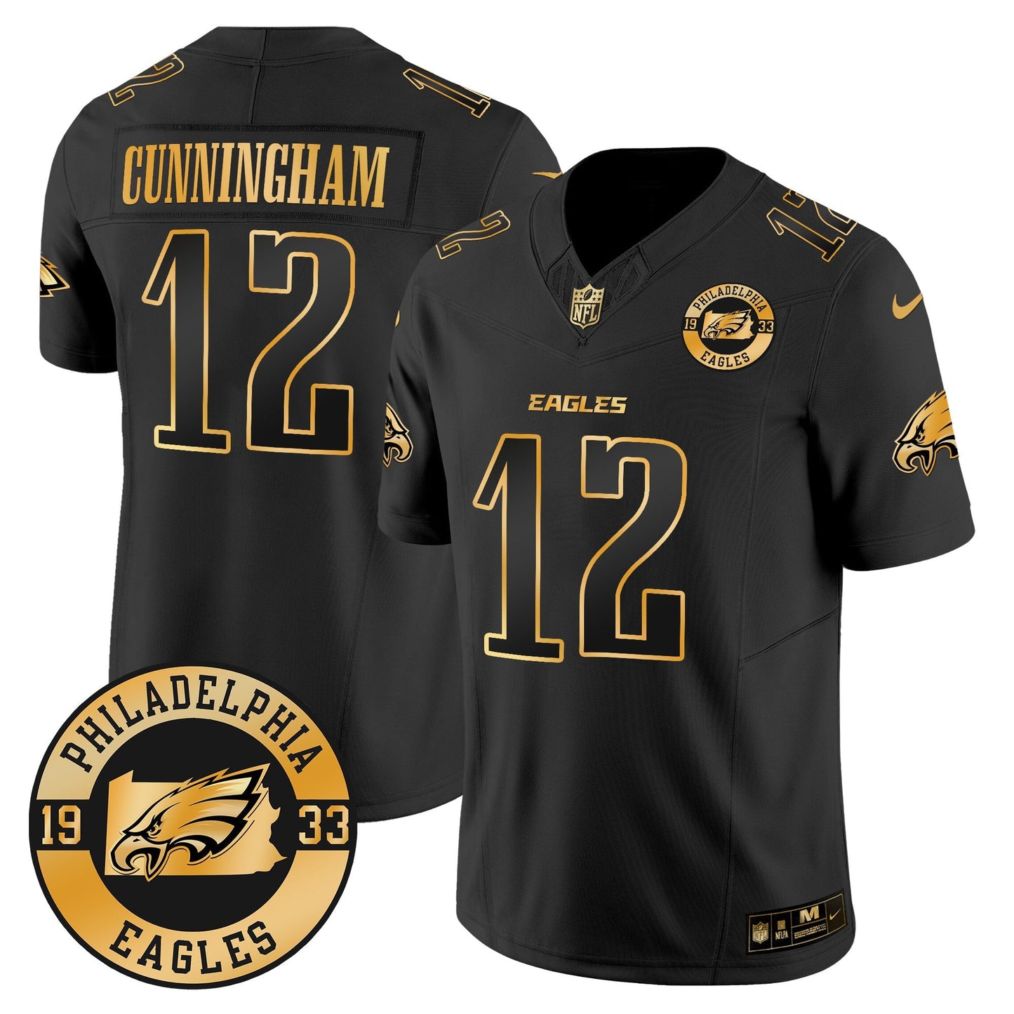 Eagles 2024 Gold Vapor Limited Jersey - Est. 1933 Patch - All Stitched