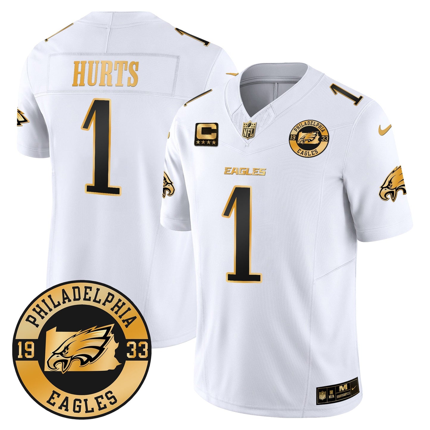 Eagles 2024 Gold Vapor Limited Jersey - Est. 1933 Patch - All Stitched