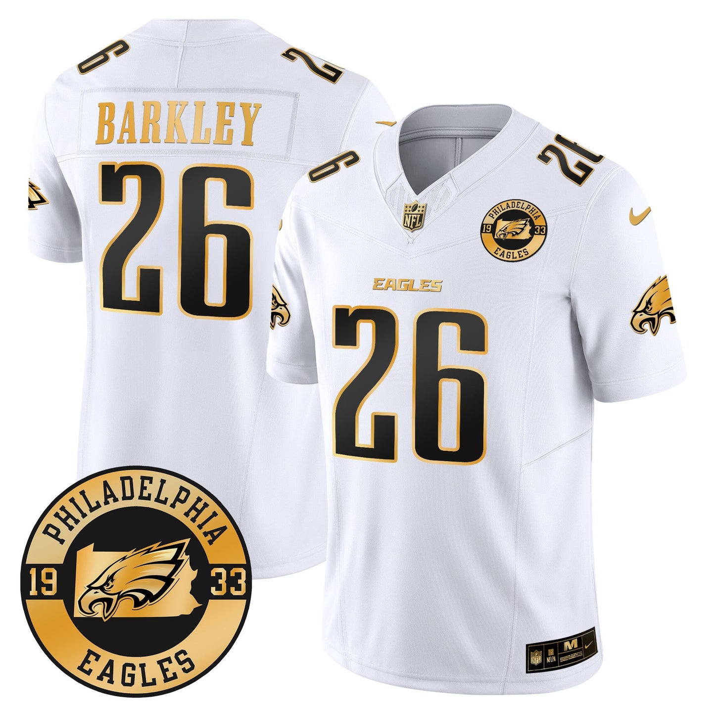 Eagles 2024 Gold Vapor Limited Jersey - Est. 1933 Patch - All Stitched