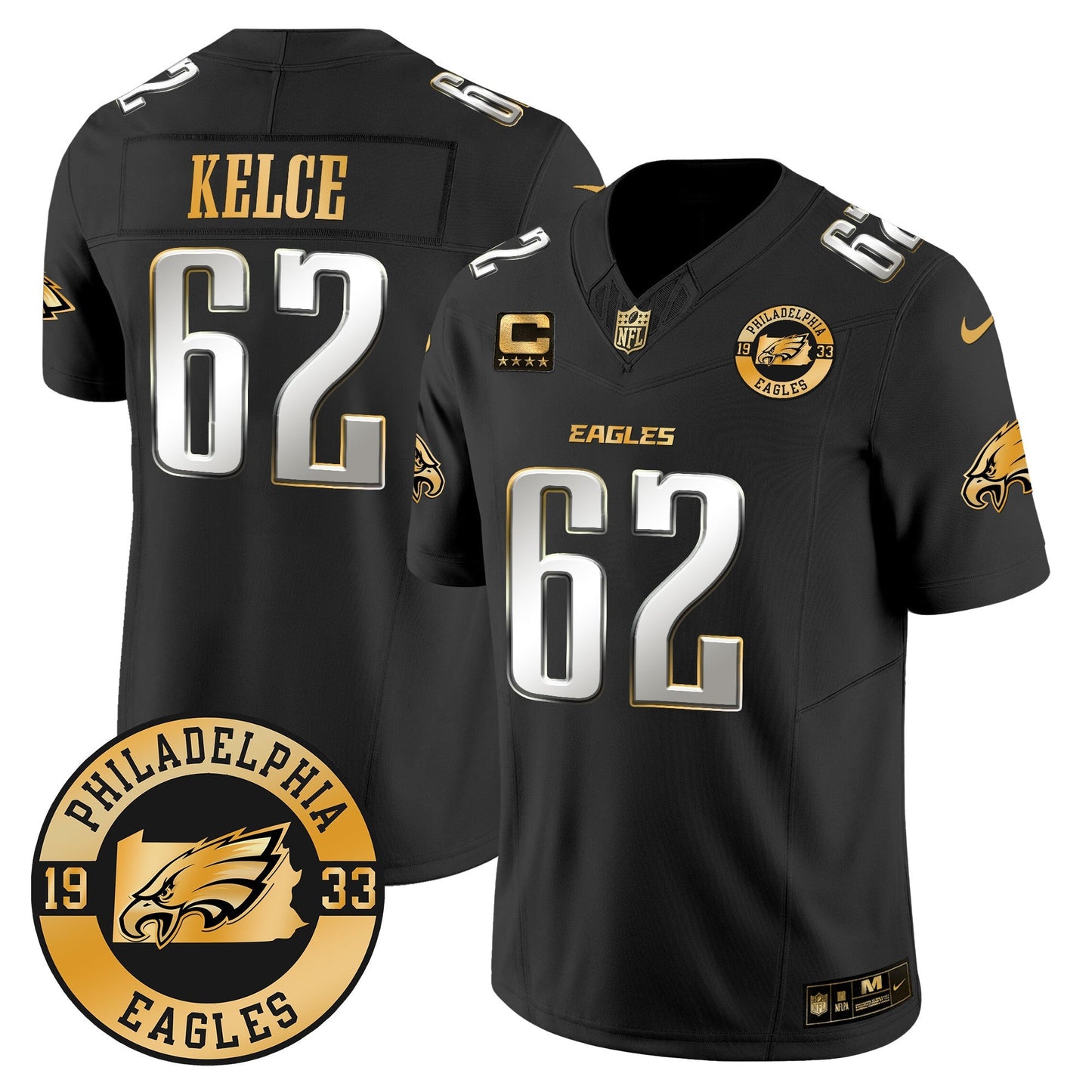 Eagles 2024 Gold Vapor Limited Jersey - Est. 1933 Patch - All Stitched