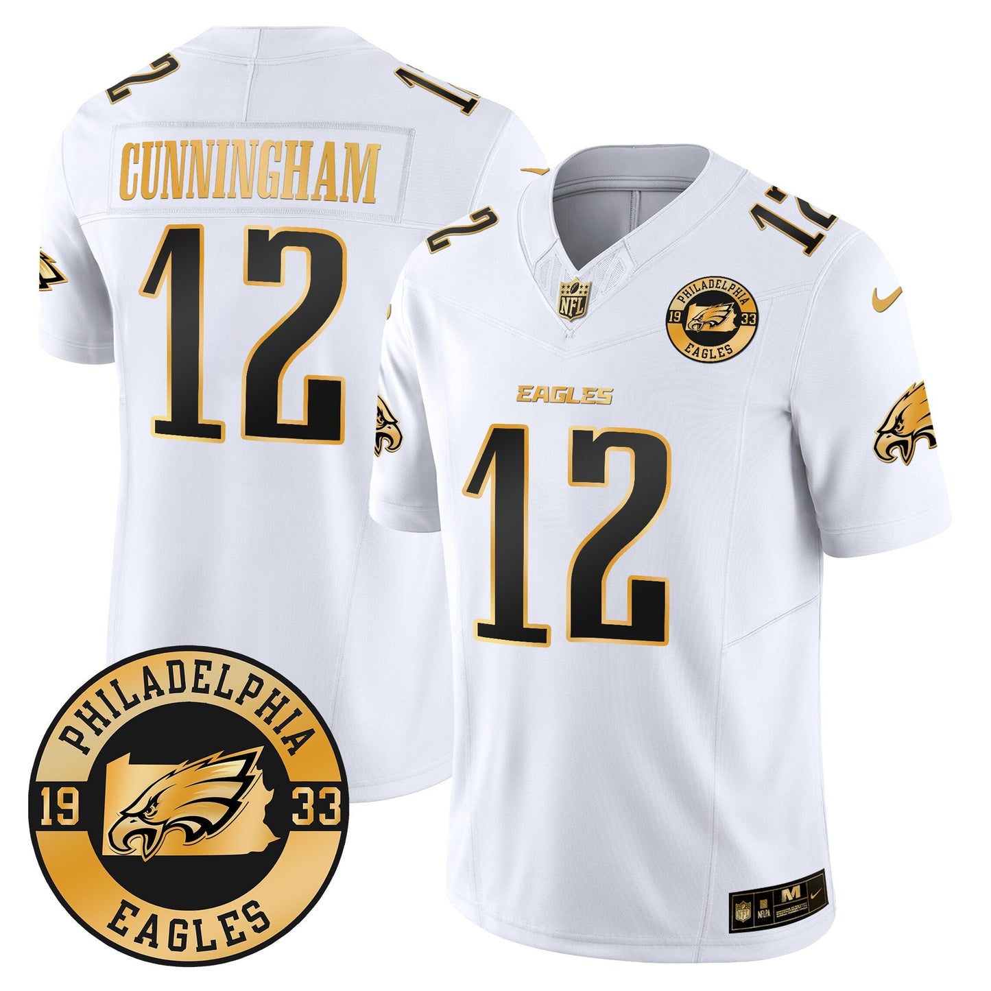 Eagles 2024 Gold Vapor Limited Jersey - Est. 1933 Patch - All Stitched