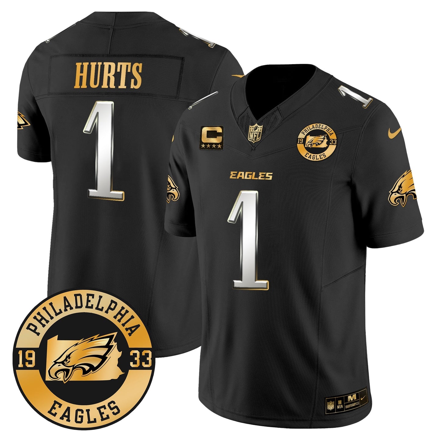 Eagles 2024 Gold Vapor Limited Jersey - Est. 1933 Patch - All Stitched