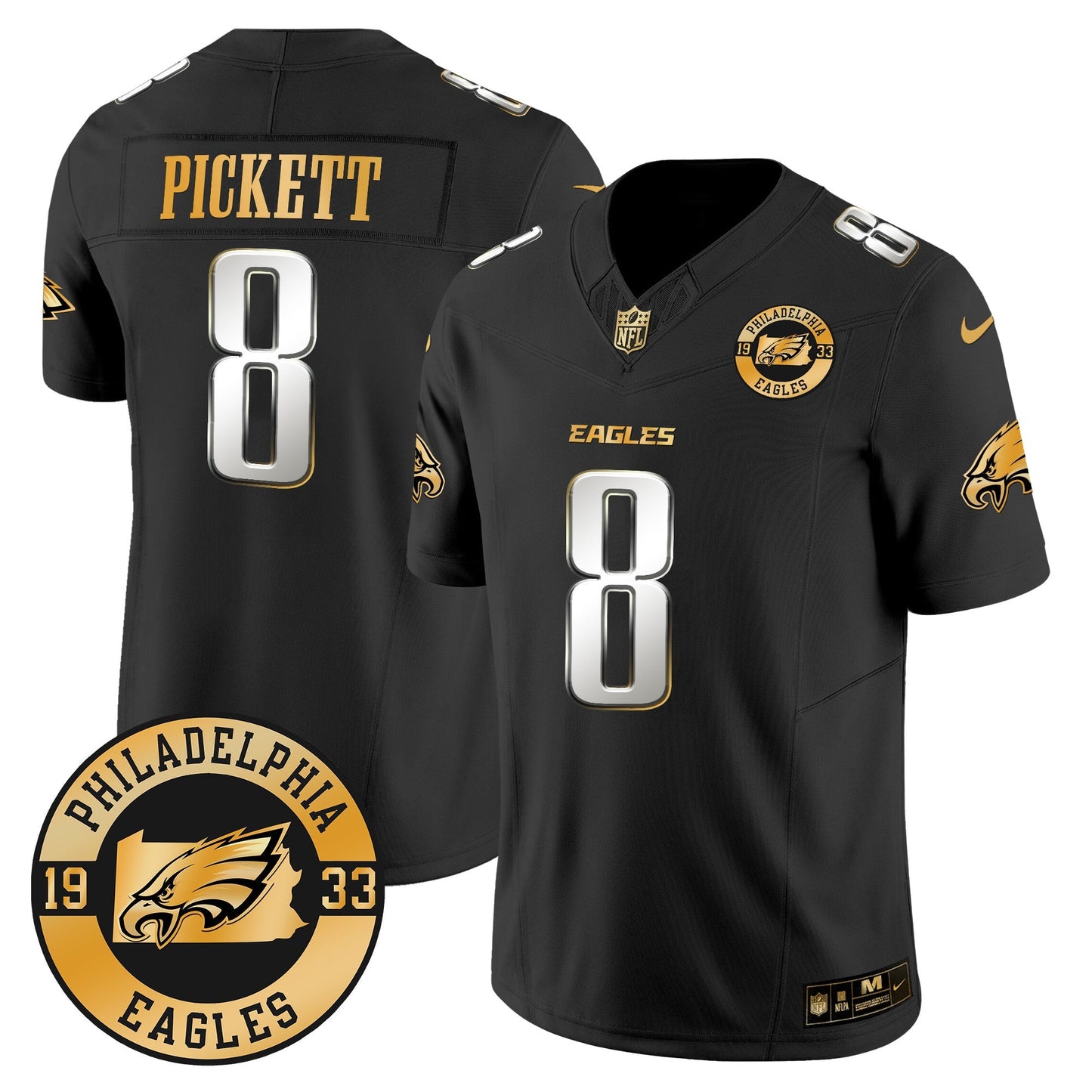Eagles 2024 Gold Vapor Limited Jersey - Est. 1933 Patch - All Stitched