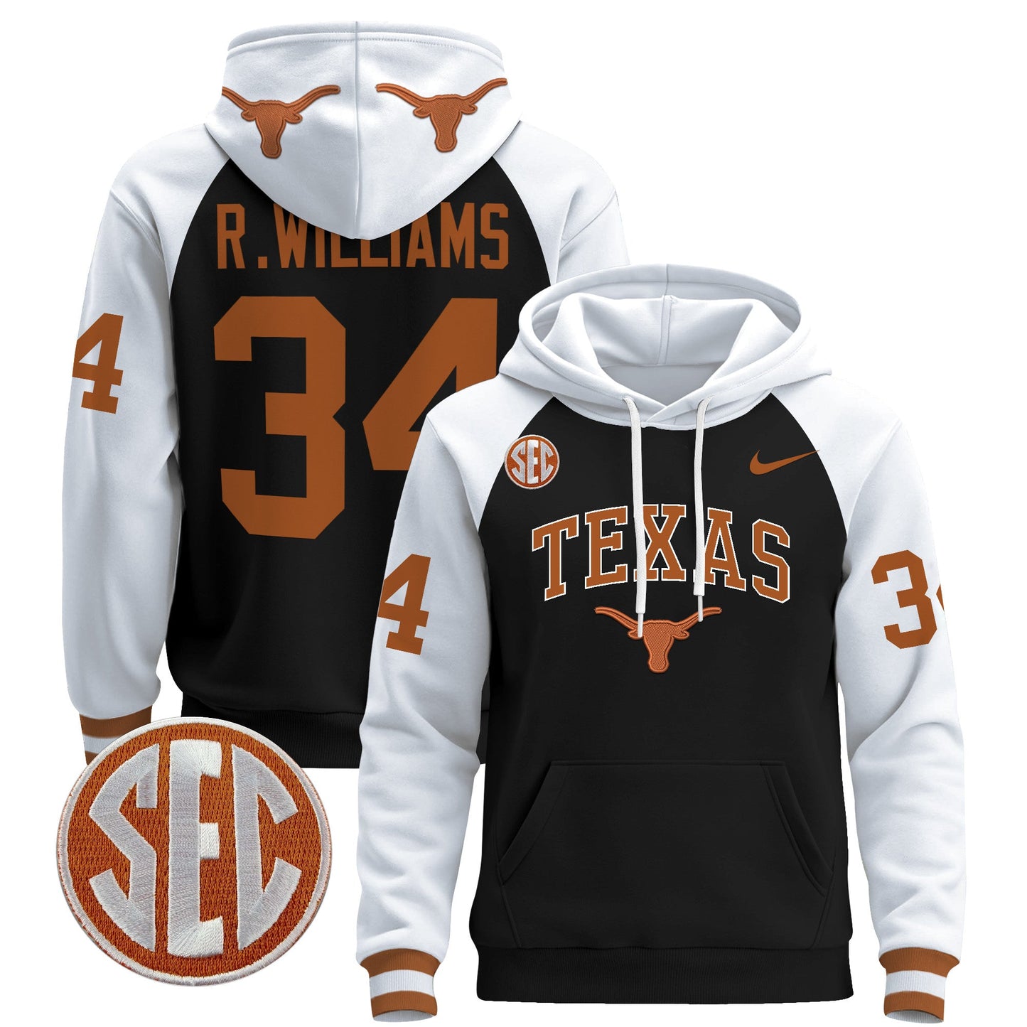Texas Longhorns 2024 Pullover Hoodie V3 - All Stitched