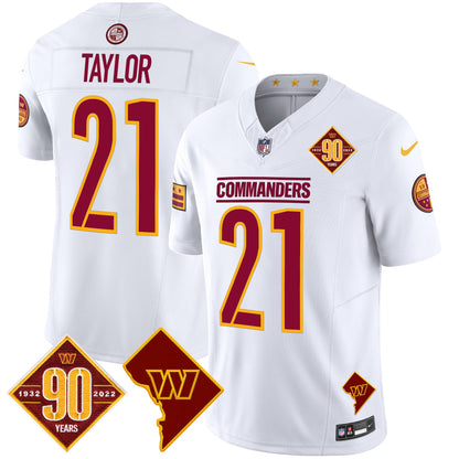 Men's Washington Commanders 90th Anniversary & Home Patch Vapor Limited Jersey - All Stitched