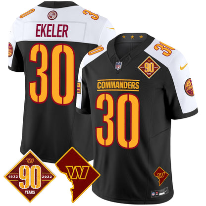 Men's Washington Commanders 90th Anniversary & Home Patch Vapor Limited Jersey - All Stitched