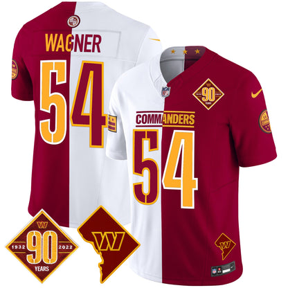 Men's Washington Commanders 90th Anniversary & Home Patch Vapor Limited Jersey - All Stitched