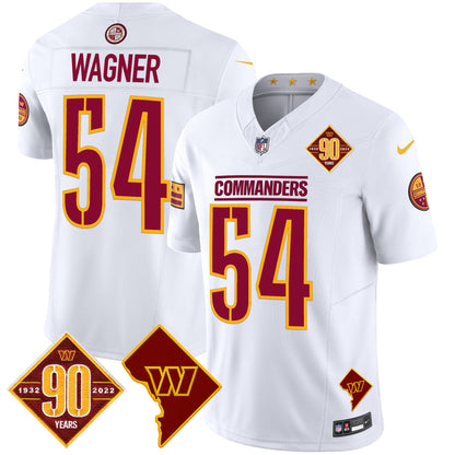 Men's Washington Commanders 90th Anniversary & Home Patch Vapor Limited Jersey - All Stitched
