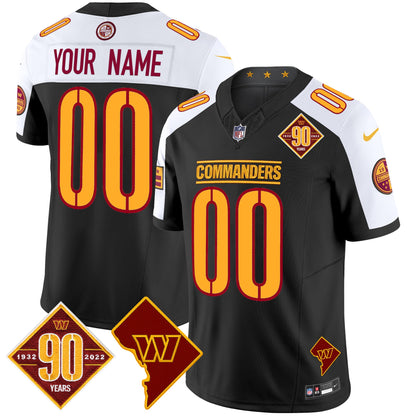 Washington Commanders 90th Anniversary & Home Patch Vapor Limited Custom Jersey - All Stitched