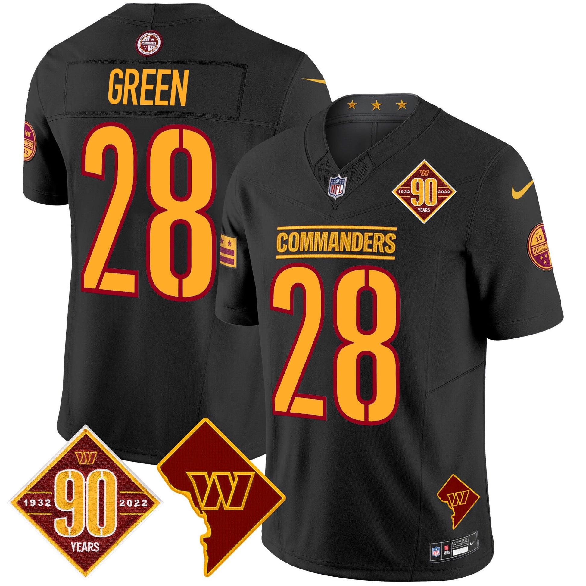Men's Washington Commanders 90th Anniversary & Home Patch Vapor Limited Jersey - All Stitched