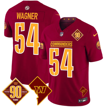 Men's Washington Commanders 90th Anniversary & Home Patch Vapor Limited Jersey - All Stitched