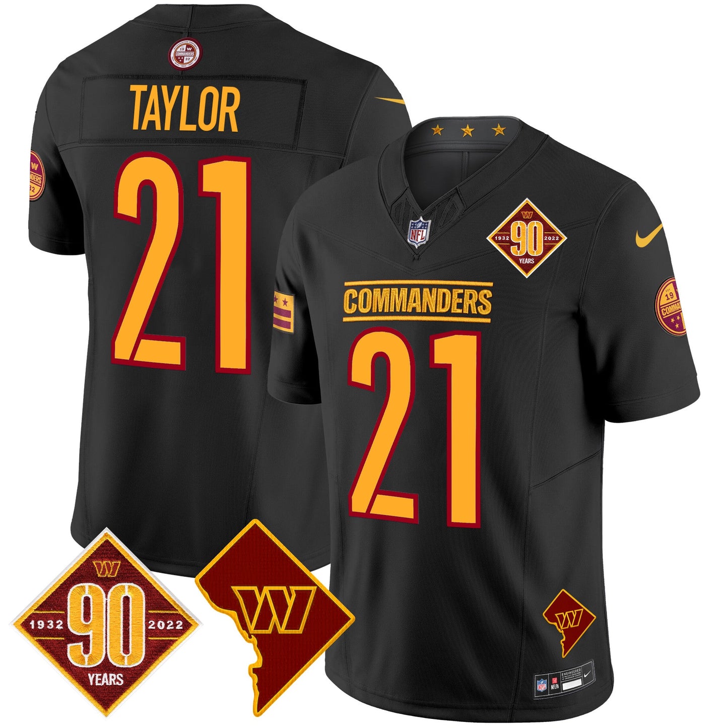 Men's Washington Commanders 90th Anniversary & Home Patch Vapor Limited Jersey - All Stitched