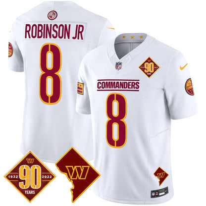 Men's Washington Commanders 90th Anniversary & Home Patch Vapor Limited Jersey - All Stitched