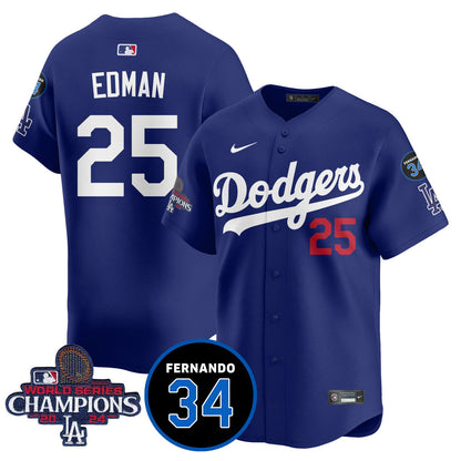 LA Dodgers - World Series Champions 2024/Fernando Valenzuela Memorial Jersey - All Stitched N08