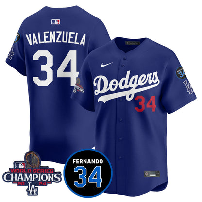 LA Dodgers - World Series Champions 2024/Fernando Valenzuela Memorial Jersey - All Stitched N1