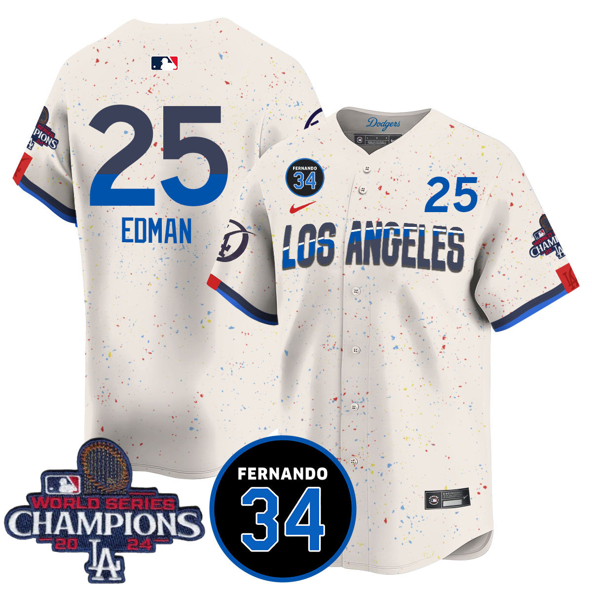 LA Dodgers - World Series Champions 2024/Fernando Valenzuela Memorial Jersey - All Stitched N08